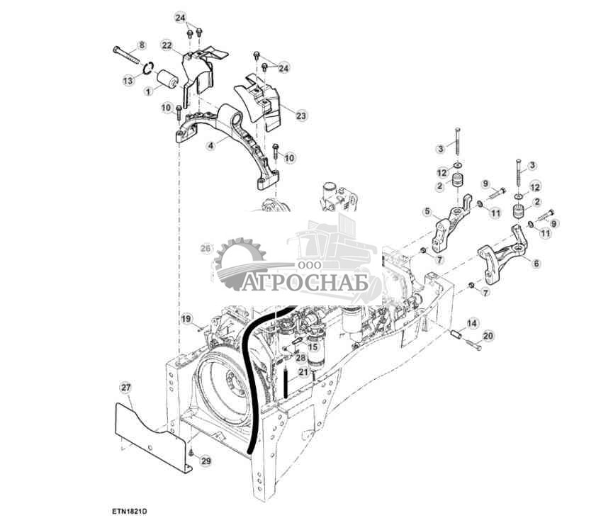 Детали крепления, двигатель 
